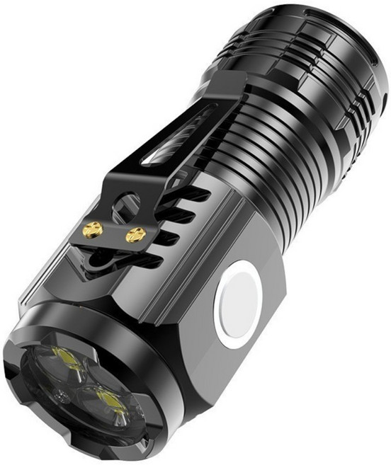 WAKLYTE SL23011 迷你手電筒, 塑膠三眼手電+筆夾+尾部磁吸, 1個