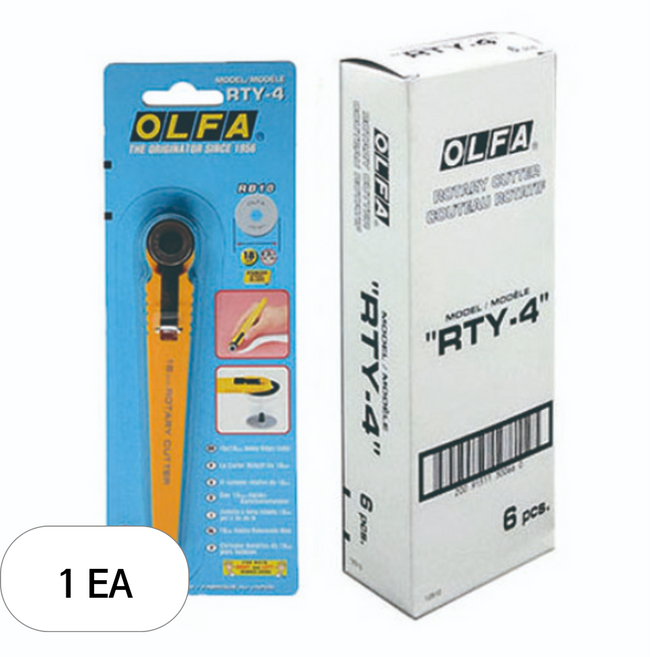 올파 로터리 커터 18mm RTY-4 6p, 혼합색상, 1개