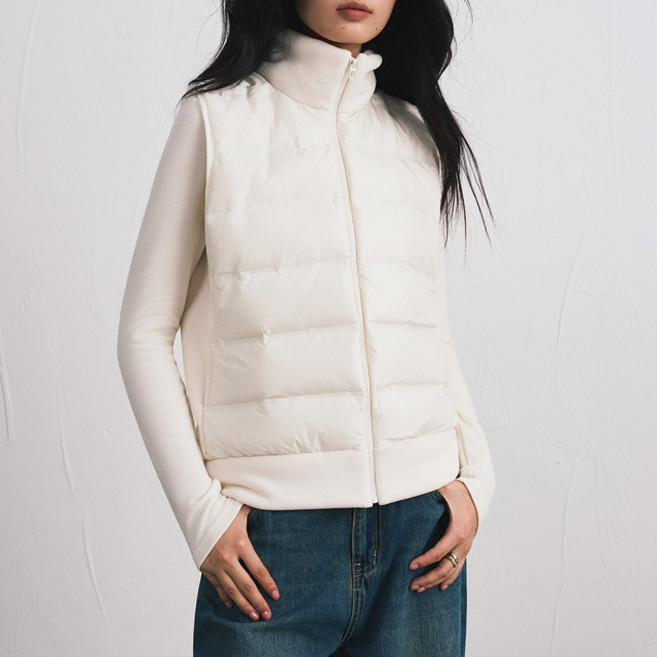 스토리원 WM-FWOT031 여성 플리스 덕다운 패딩 조끼