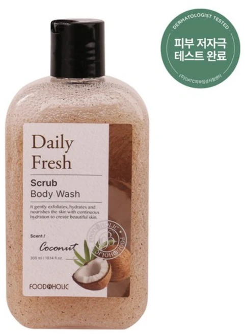데일리 프레시 스크럽 바디워시 코코넛 300ml /촉촉한 저자극 각질케어, 1개 - 쿠팡