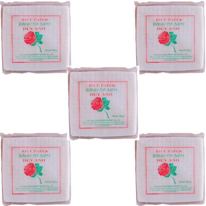 베트남 두이안 장미표 반다넴 500g 사각22cm (대형) RICE PAPER, 5개