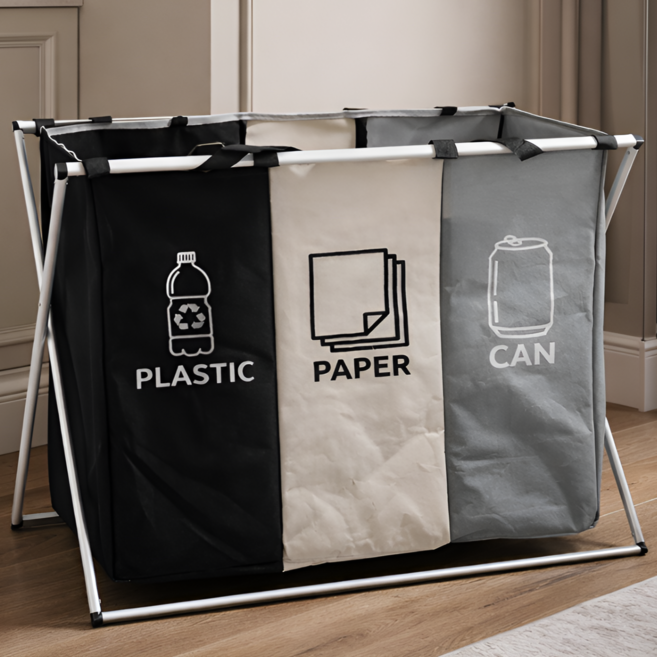 [PERFICIO] 가정용 재활용 분리수거함 탈착식 3단, 단일