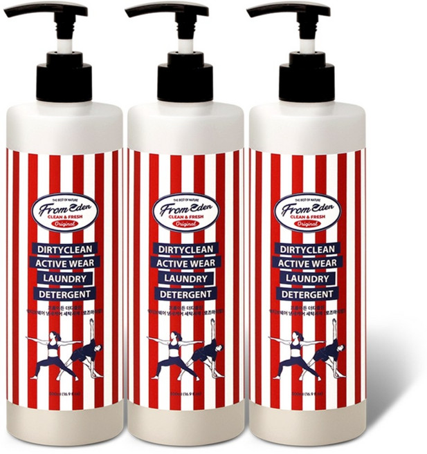 [라스트특가] 스포츠웨어 탈취 세탁세제 피부면역 다래추출물 천연허브, 3개, 500ml