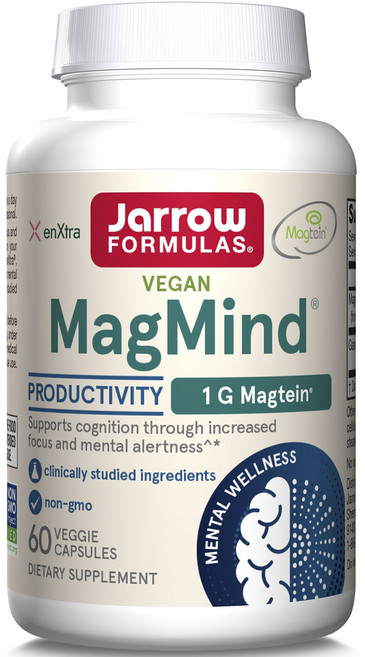 Jarrow FORMULAS 賈羅公式 MagMind鎂L-蘇胺酸素食膠囊, 1個, 60顆