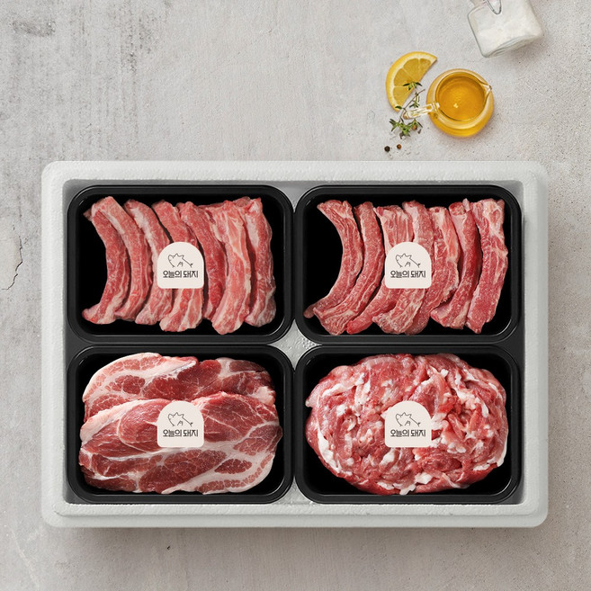 [오늘의돼지] 한돈 선물세트 5호 1.6kg(등갈비400g x 2팩+목살400g+앞다리400g), 1개