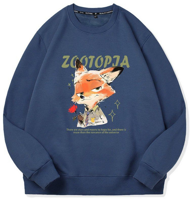 주토피아 주디 닉 커플 오버핏 기모 크루넥 맨투맨