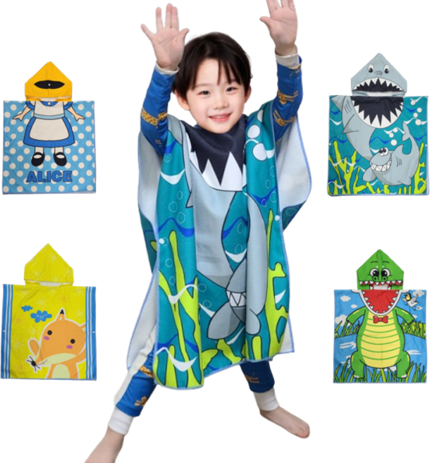 룰루레빗 안심보온 어린이 극세사 워터파크 비치 가운