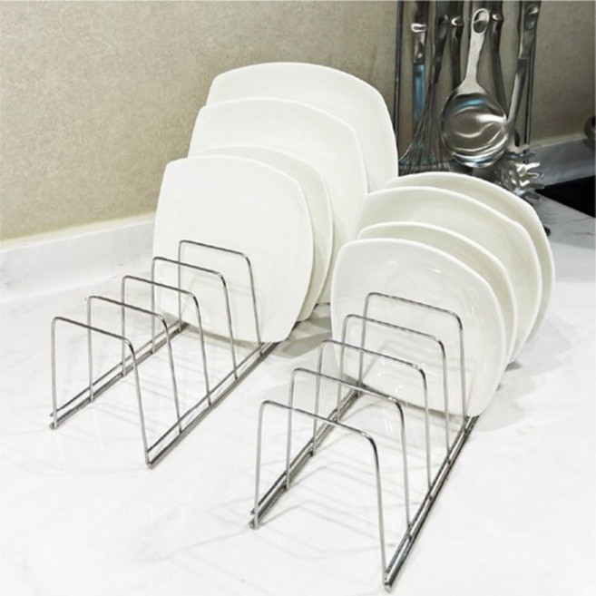더상식 주방 깔끔 수납 거치 접시 정리대, 2개, 라이트실버