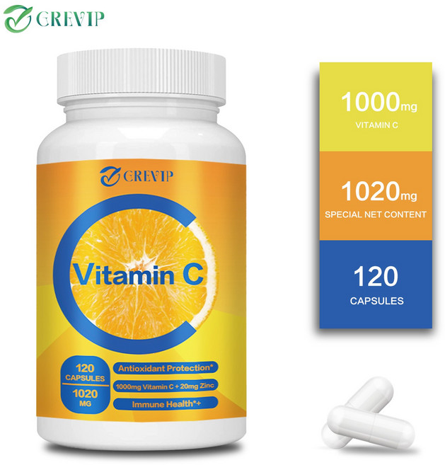CREVIP 維他命C 膠囊 1000mg 20mg鋅 抗氧化 120粒, 60組