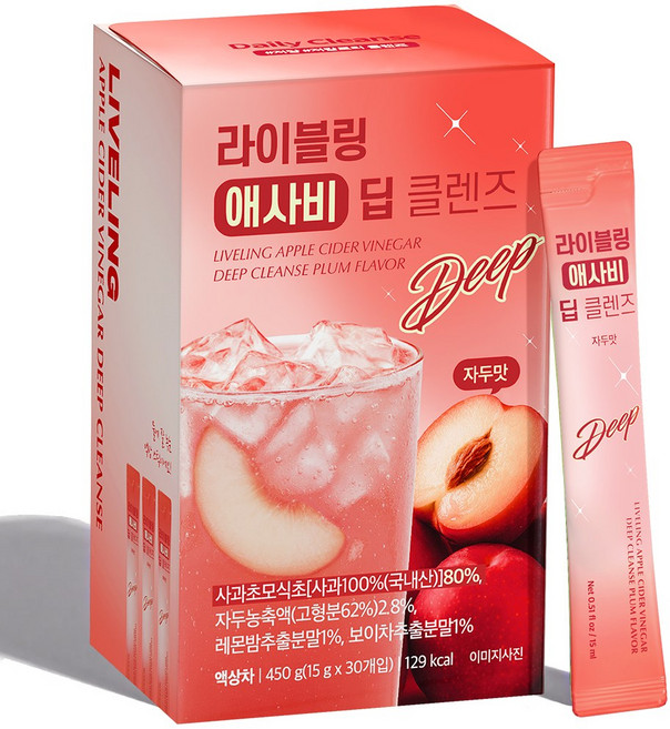 라이블링 애사비 딥 클렌즈 자두맛 애사비 애플사이다비니거, 15g, 30개