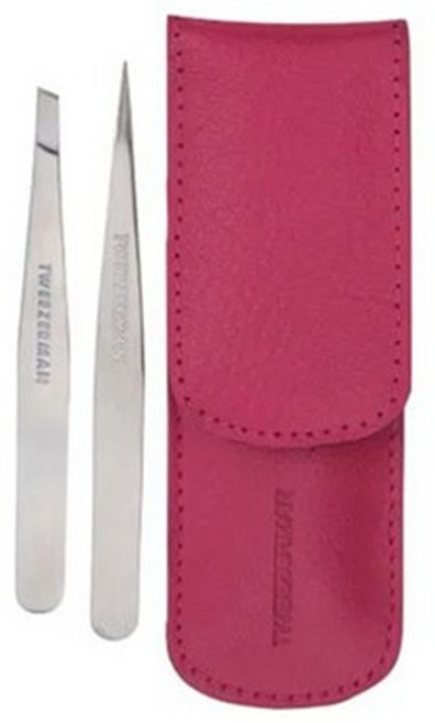 트위저맨 눈썹정리 슬랜트 트위저 족집게 핀셋 2종 세트, 1개, 핑크