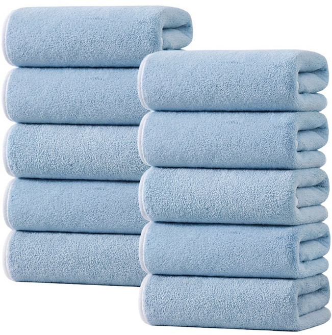 Ahomeone 수건 흡수 항균 수건 보풀방지 부드러운 호텔 타올, 푸른 색, 5개