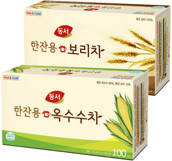 동서식품 한잔용 보리차+옥수수차, 1세트, 2개입, 150g