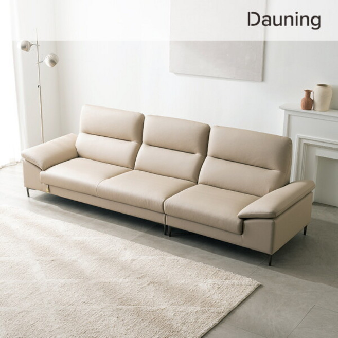 [다우닝] 아지오 3.5인 전체 천연가죽 소파, 색상:파스텔블루