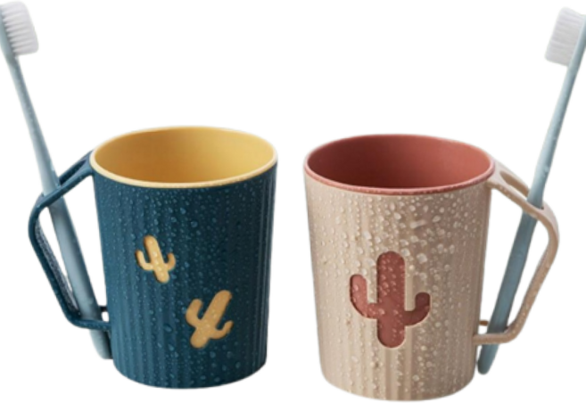 올리OLI 모던 디자인 거꾸로 물빠짐 칫솔 거치대 양치컵 2p, 1개, 핑크+네이비