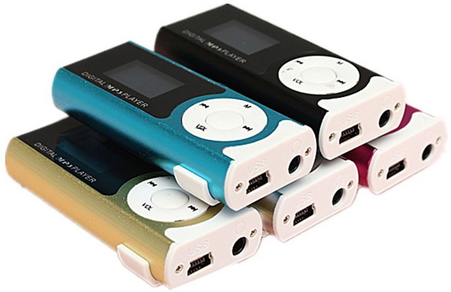 미니 USB 클립 플레이어 MP3 플레이어 LCD 화면 16GB 미니 SD TF 카드, 임의의 색상