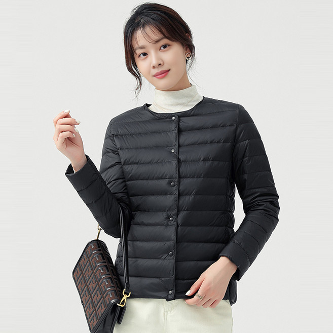 TLB 슬림라인 똑딱이 경량 이너 패딩 누빔자켓 아우터