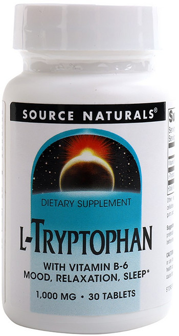 SOURCE NATURALS L-色胺酸維他命B6補充錠 1000mg, 30顆, 1罐