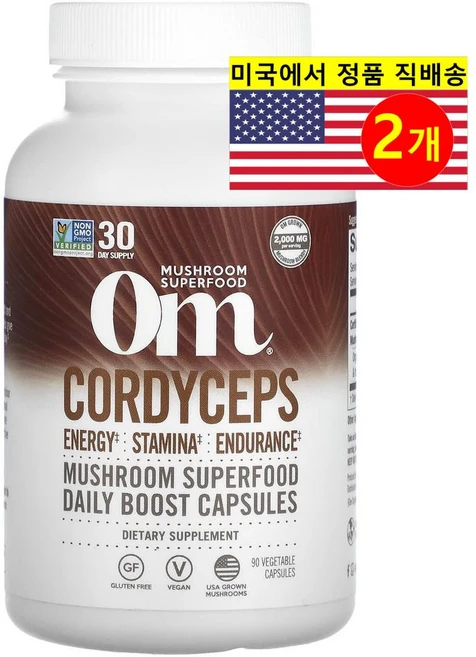 Om Mushrooms 옴 머쉬룸즈 동충하초 667mg Cordyceps, 2개, 90정 - 쿠팡