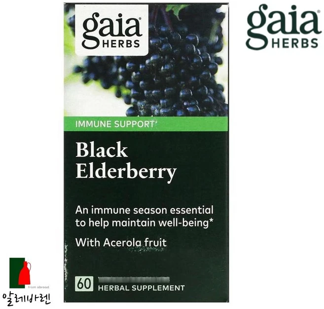GaiaHerbs 블랙 엘더베리 아세로라 60베지 캡슐, 1개, 60정 - 쿠팡