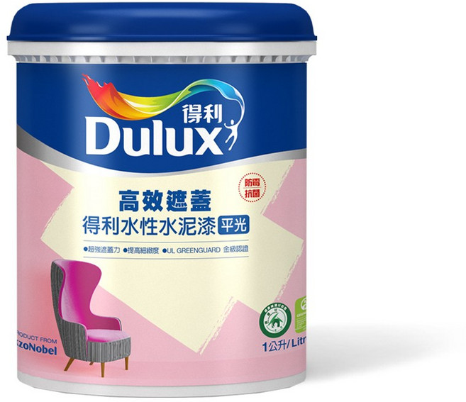 Dulux 得利 A935 高效遮蓋水性水泥漆 平光, 1501白色, 1個, 1L