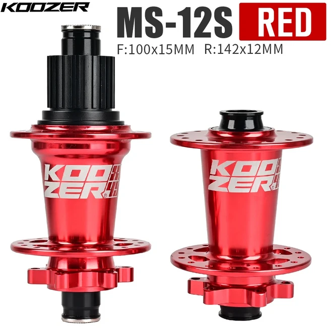 Koozer XM490 PRO 32H MTB 허브 4 베어링 6 Pawls 72 클릭 산악 자전거 디스크 브레이크 허브 후면 전면 QR 스루 자전거 허브 HG/MS 8-12S, Red TA 12S