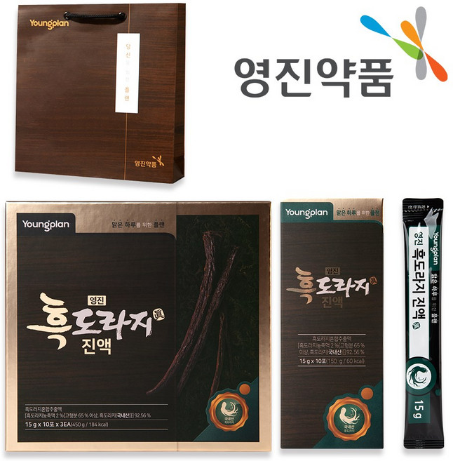 영진약품 흑도라지 진액 스틱 선물세트 + 쇼핑백, 30개, 15g
