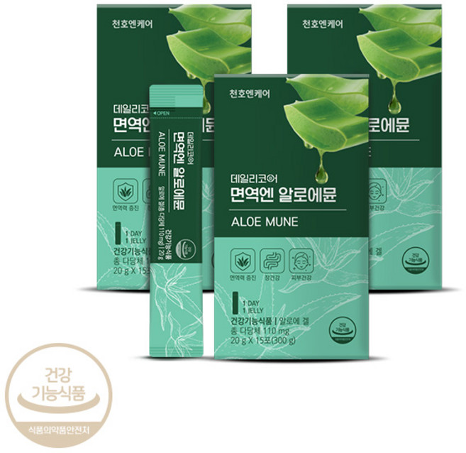 천호엔케어 데일리코어 면역엔 알로에뮨 15p, 300g, 3개