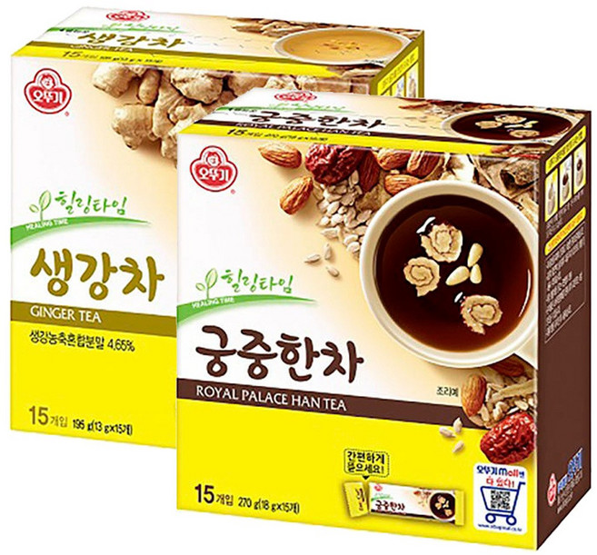 오뚜기 생강차 15T+궁중한차 15T, 1개, 2g