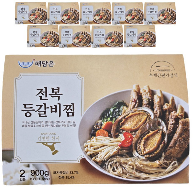 해담은 국내산 전복등갈비찜 밀키트 900g, 10개