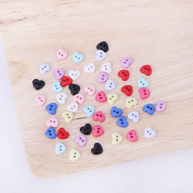짱패브릭 인형) (10개) 6mm 미니하트단추, 09.민트