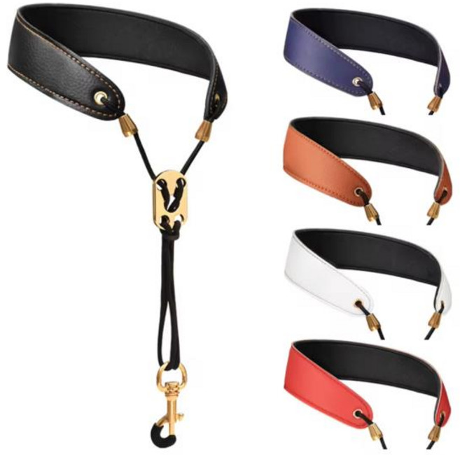 색소폰 목 스트랩 가죽 랜야드 소프라노 테너 알토 바리톤 보호대 악기 액세스에 적합, [03] Brown, 1개