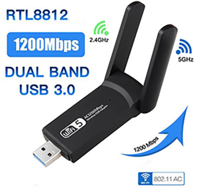 2.4G 5G 1200Mbps Usb 무선 네트워크 카드 동글 안테나 AP Wifi 어댑터 듀얼 밴드 Wi-Fi Usb 와이파이 동글이 어댑터 Wi-Fi USB 3.0 랜 이더넷, 1개