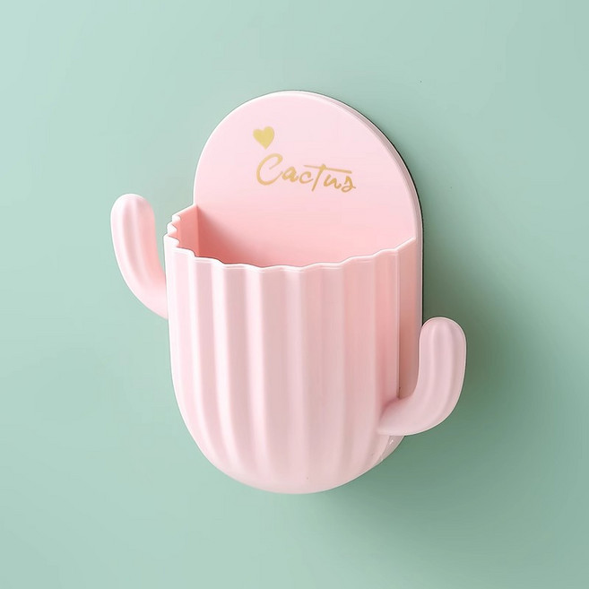 에브리샤인 욕실 주방 거실 공부방 선인장 다용도 수납함, 2개, 핑크