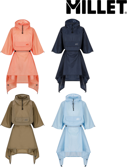 [출시가 110 000원] 밀레 남녀공용 기능성 아웃도어 캠핑 휴대용 방수 레인 코트 라이트 립 판초우의