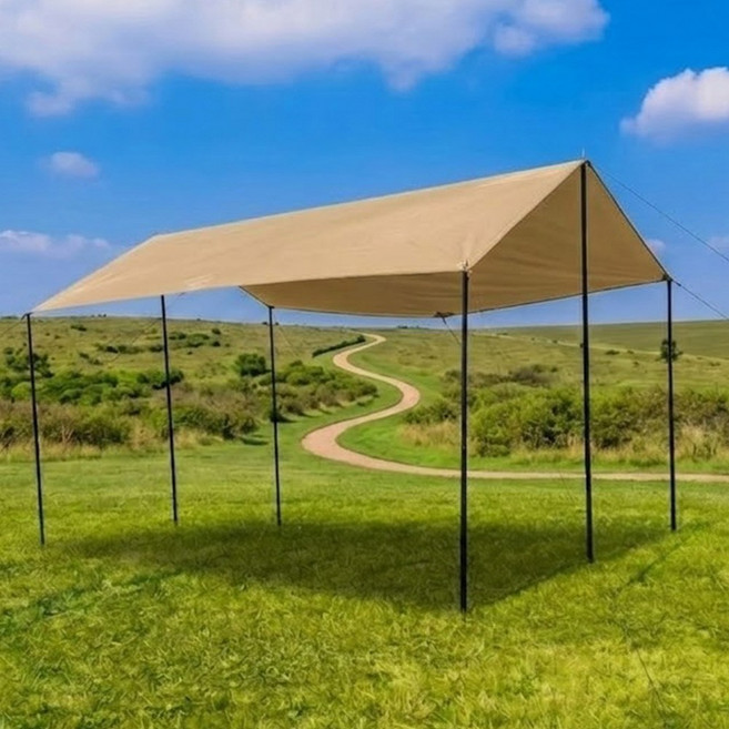 휴대용 초경량 캠핑 렉타타프 옥스포드 210D 방수 보관가방 포함, 탄베이지