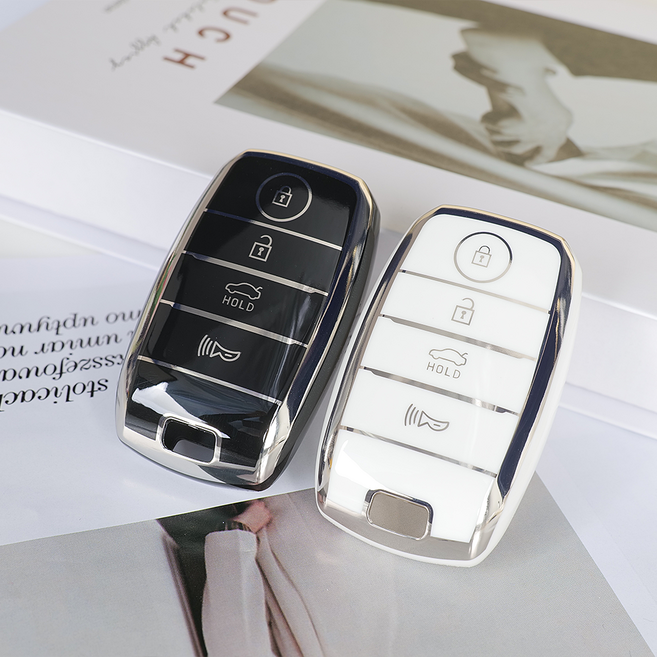 바이어블 기아 자동차 tpu 키케이스 키홀더 키커버 3버튼 4버튼 6버튼, 4버튼 A타입 블랙실버 (VA-TA21)