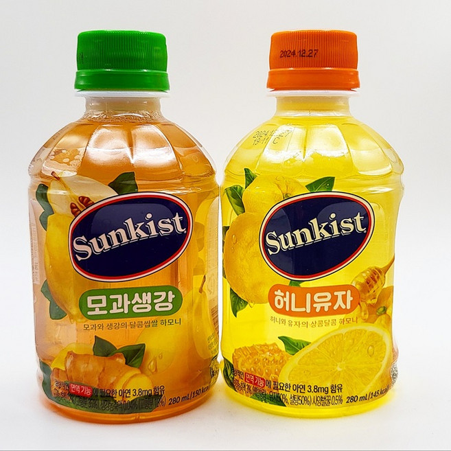 썬키스트 허니유자 280ml 6개 + 모과생강 280ml 6개, 1세트