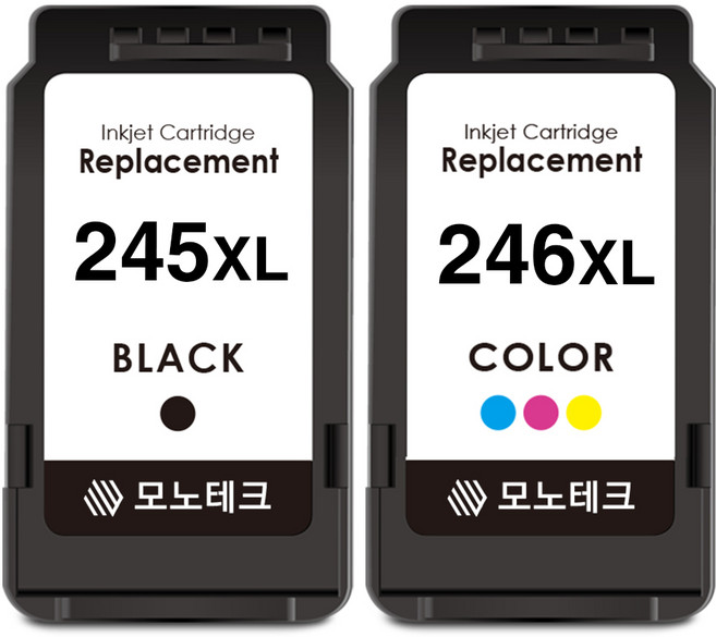 모노테크 캐논 호환잉크 PG-245 CL-246 XL 세트, 1세트, PG-245XL 검정+CL-246XL 컬러 대용량/호환