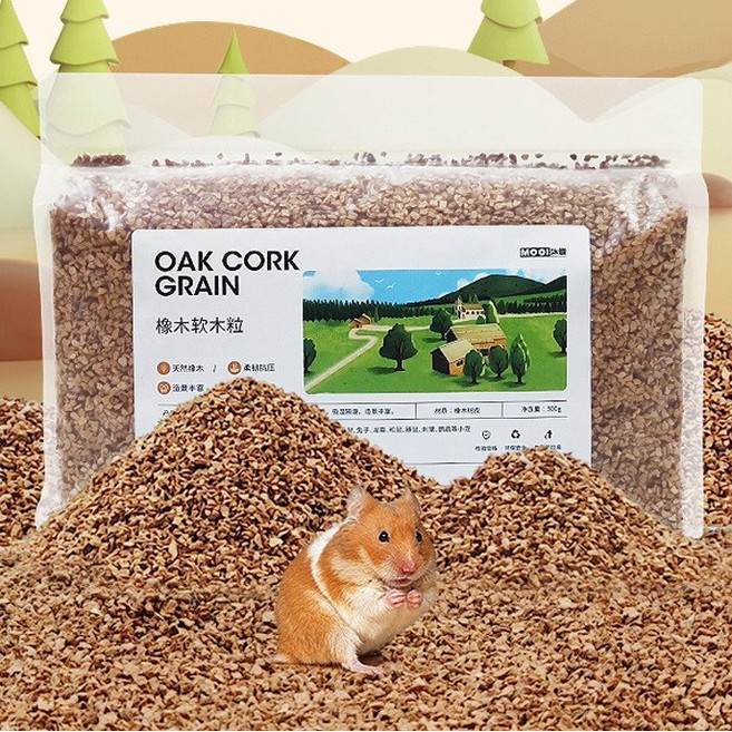 냄새 잡아주는 말랑말랑한 MOOI 햄스터 코르크 베딩, 1개, 300g