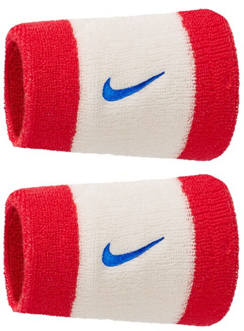 나이키 스우시 더블와이드 손목밴드, 레드아이보리혼합, 2개