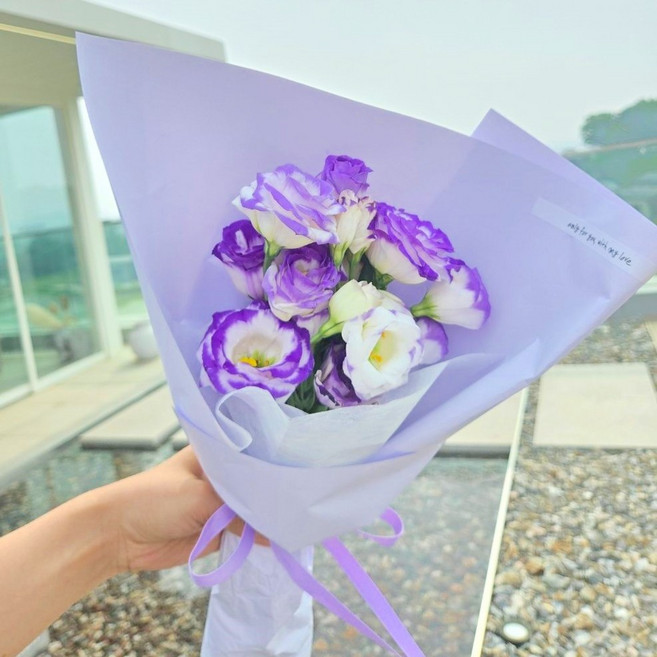 [꽃같은하루] 보라색 리시안셔스 꽃다발 생화택배 리시안서스, 1개, 보라색톤(반단)+포장추가