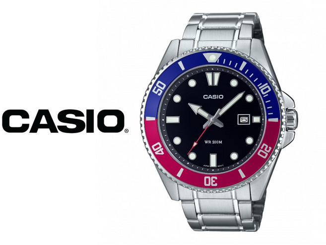 카시오 CASIO 다이버 MDV-107D-1A3 패션 방수 남자 남성 펩시 콤비 메탈 손목시계 MDV107D