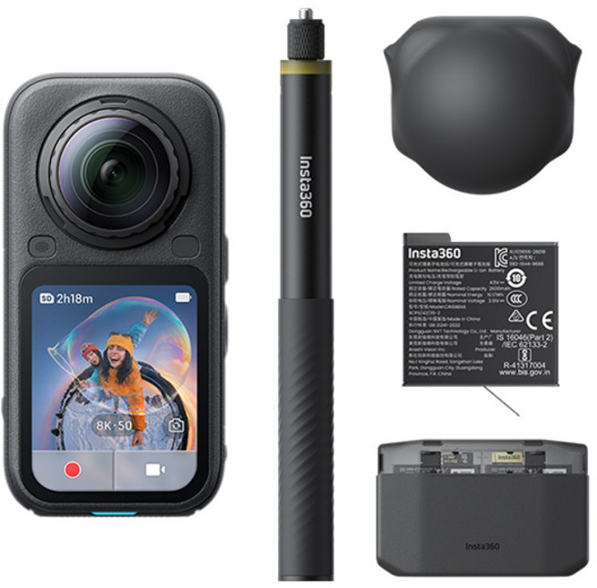 【彈藥庫】Insta360 X6 全景運動相機(標準/萬能/旅行/機車套裝)(黑/白) #CINSABXA, (黑), 萬能套裝(CINSABXA X603)