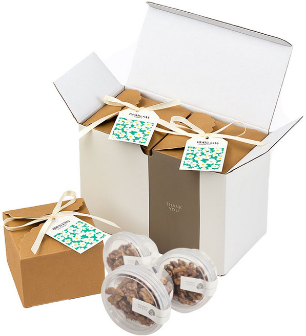 호두정과 호두강정 답례품 단체선물 세트 감사스티커 무료 제공, 크라프트 행택, 4개