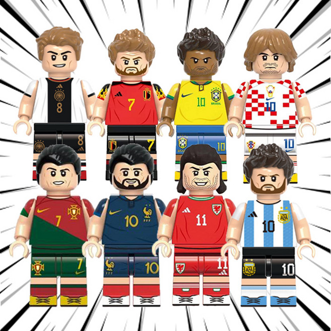 축구선수 호환블럭 브릭미니피규어 컬렉션 취미/수집/장식/컬렉션용 커스텀 호환 블록피겨 시리즈 B, 1개, FB-B09. 축구선수 8종 세트 B(로켓)