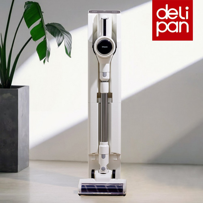 [26년신제품]델리팬 무선청소기 자동먼지비움 BLDC 핸디 스틱 진공 청소기 DEL-VS75, 화이트