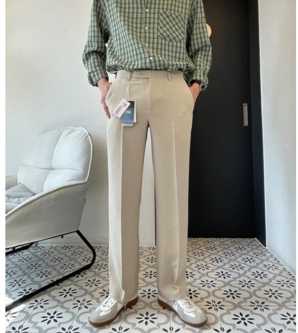 [제이웰] 고퀄 남자슬랙스 세미 와이드핏 남성히든밴딩 스판 사계절 정장바지