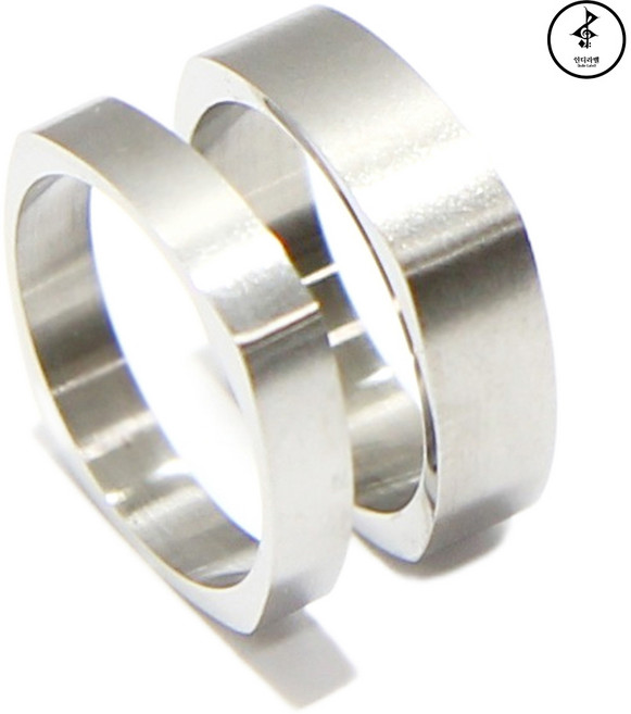 인디라벨 써지컬스틸 무광 사각 커플링 반지