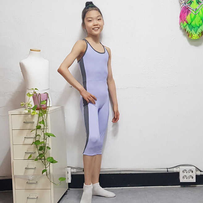 [시즌2] 한디자인 리듬체조 연습복 캐미솔 스키니 올인원 7부바지 파스텔 연퍼플